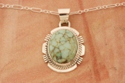 Native American Jewelry Genuine Number 8 Mine Turquoise Pendant
